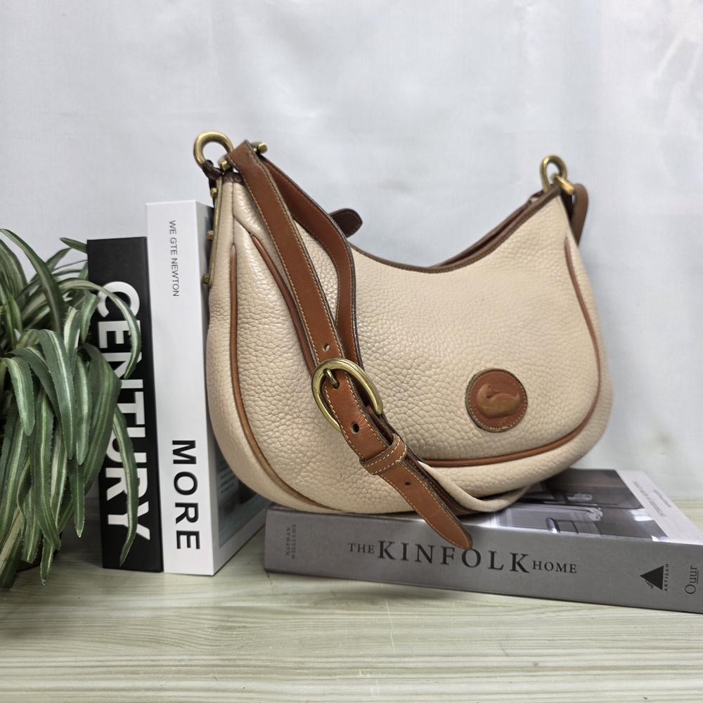 Dooney & Bourke Cream and Brown Leather Shoulder Bag